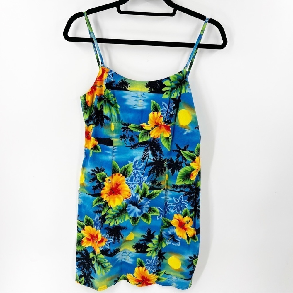✅ SHANNON MARIE SPAGHETTI STRAP HAWAIIAN‎ DRESS SIZE LARGE FLORAL LUAU